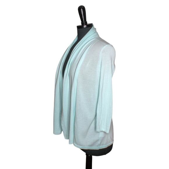 Talbots Petites Pima Cotton Cardigan Sweater Open Front Mint Green P - Picture 2 of 4